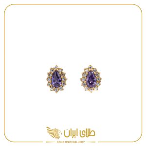 گوشواره میخی نگین بنفش