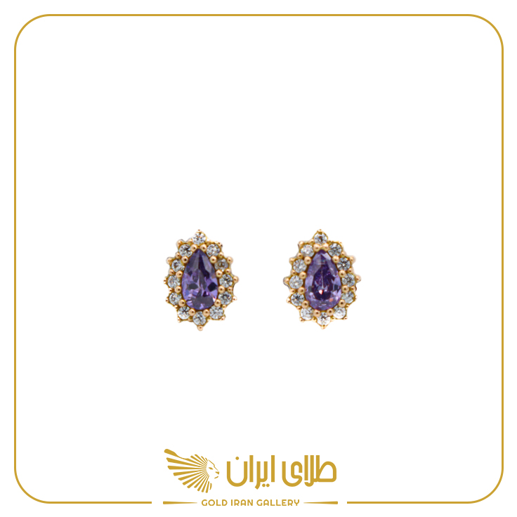 گوشواره میخی نگین بنفش