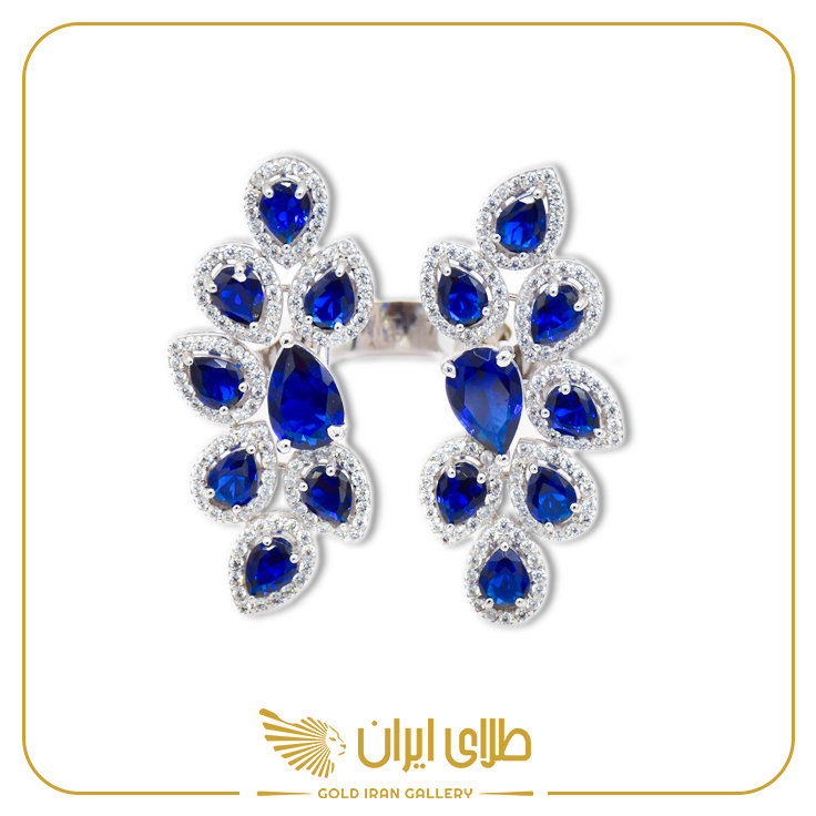 انگشتر لوکس سواروفسکی سرمه ای