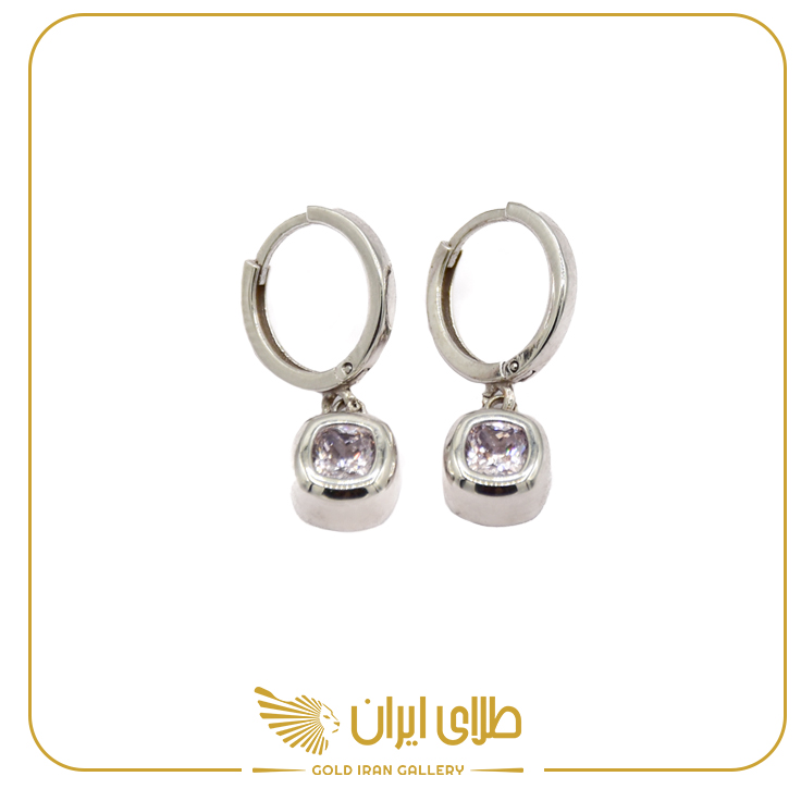 گوشواره زبرا تک نگین مربع