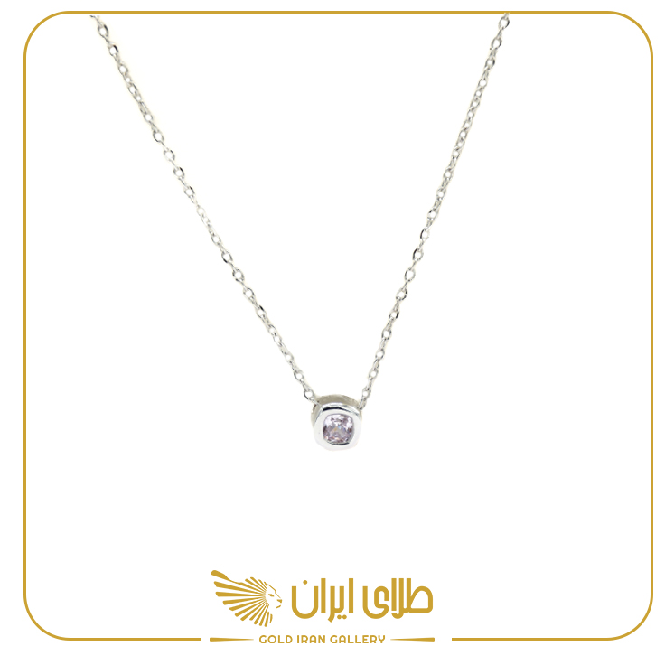 گردنبند زبرا تک نگین مربع